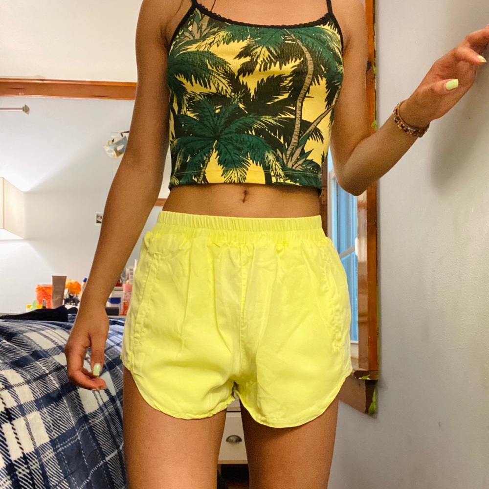 LF Neon green/yellow flowey shorts